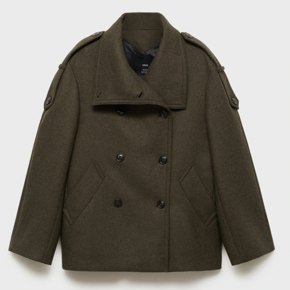 MANGO Double Breasted Wool Coat - Picture 3 of 6